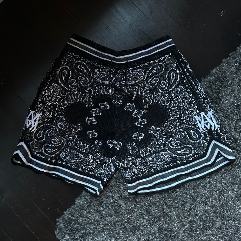 BRAND NEW Amiri Bandana B-Ball Shorts Black